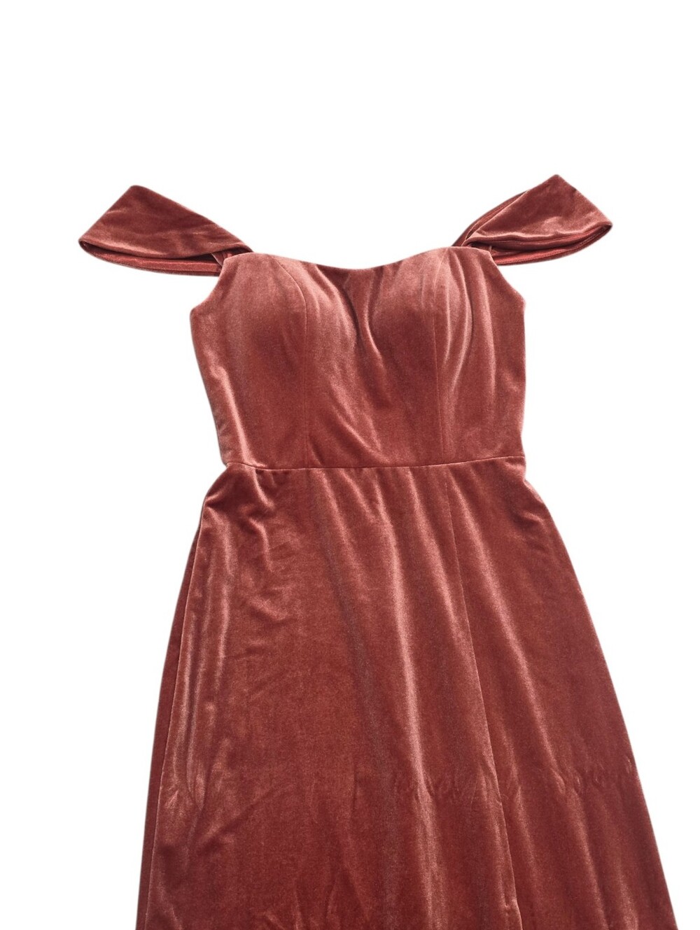 JENNY YOO ISSA OFF THE SHOULDER VELVET DRESS IN ENGLISH ROSE 0 NEW - Picture 6 of 16